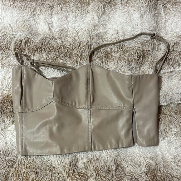 Zara Tan Bustier Crop Top Fitted Style - Picture 4 of 7